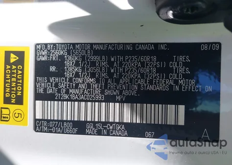 2010 Lexus Rx 350 from USA, damaged, VIN 2T2BK1BA3AC025993